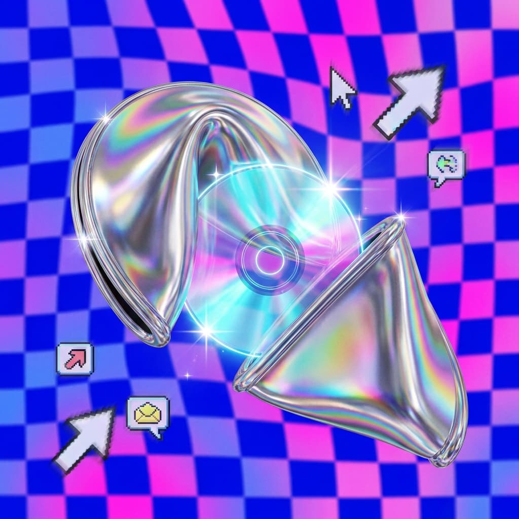 chrome holographic fortune cookie